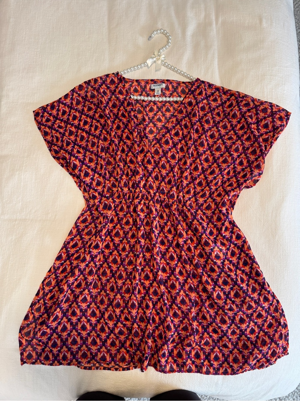 Old Navy Pink & Purple Geometric V-Neck Swim Coverup